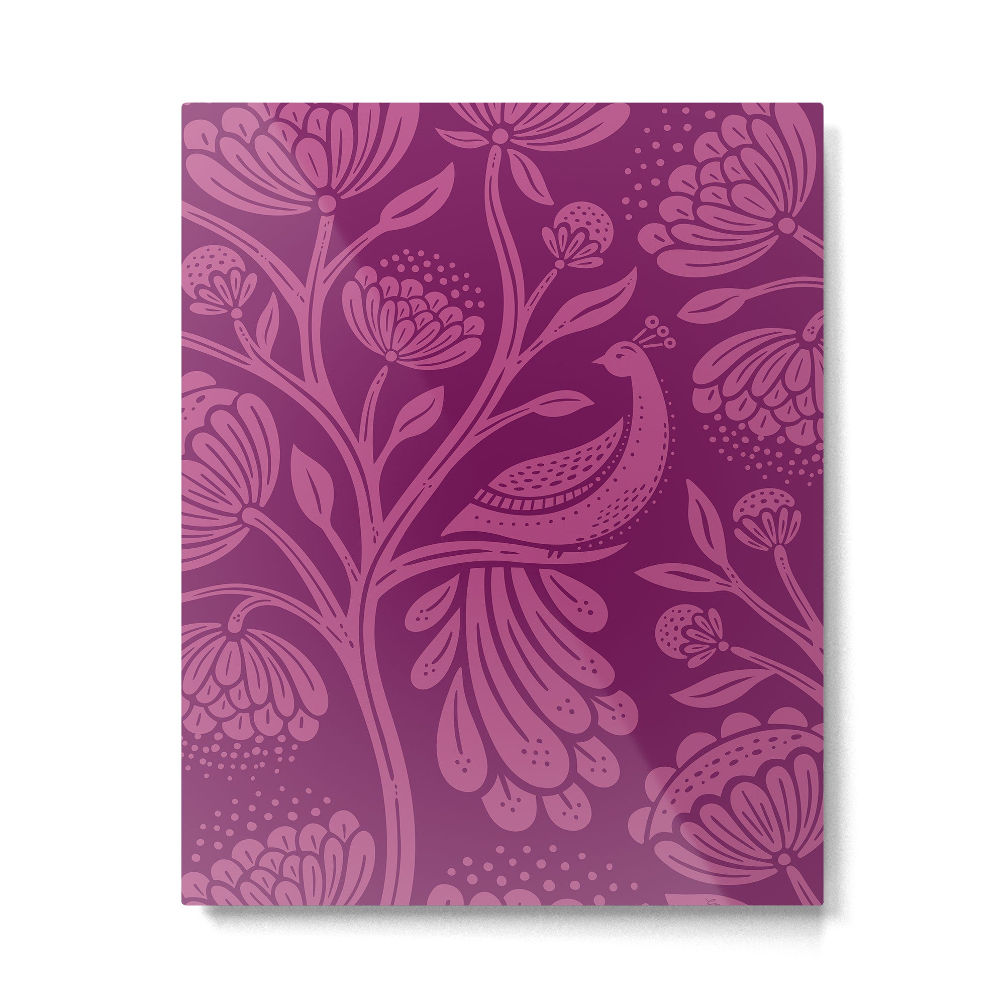 Peacock Dreams - berry Metal Print Gallery Image 4