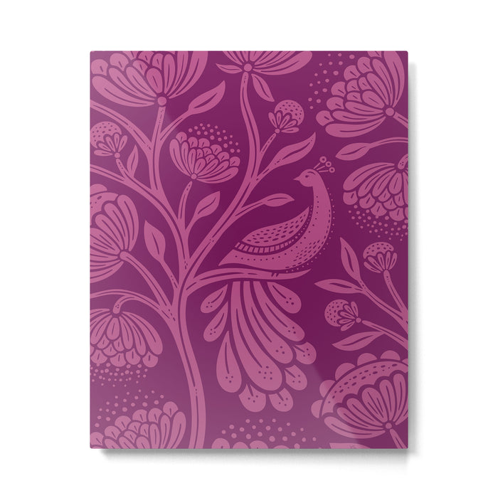 Peacock Dreams - berry Metal Print Gallery Image 1