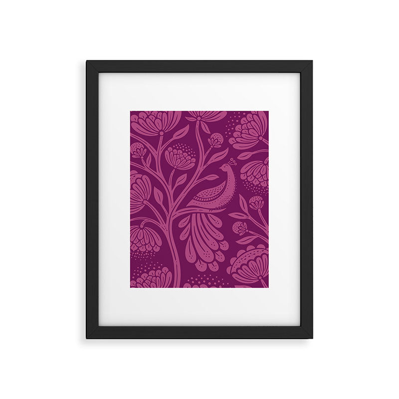 Peacock Dreams - berry Framed Art Print Gallery Image 5