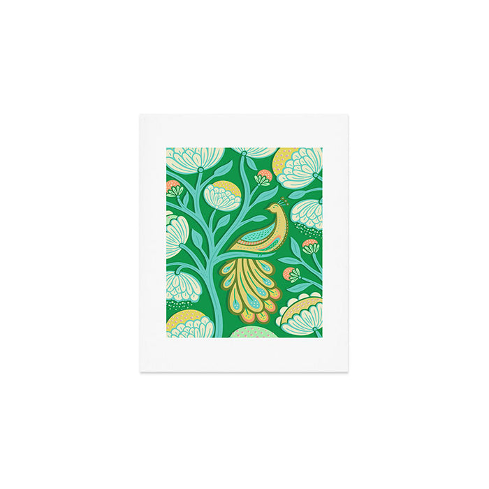 Peacock Dreams - Electric Green Art Print Gallery Image 1