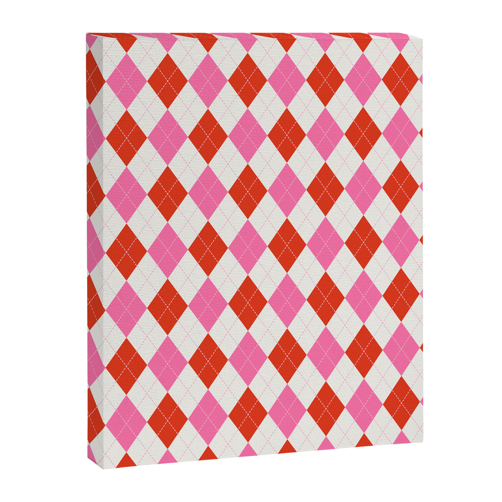 Pink and Red Argyle Canvas Print Gallery Image 8
