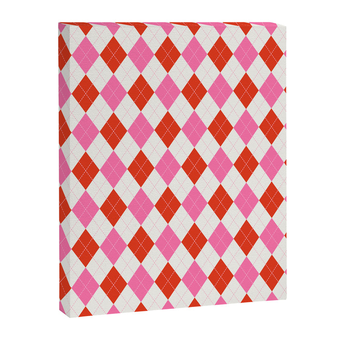 Pink and Red Argyle Canvas Print Gallery Image 1