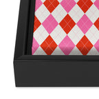 Pink and Red Argyle Framed Canvas Print Gallery Image 3