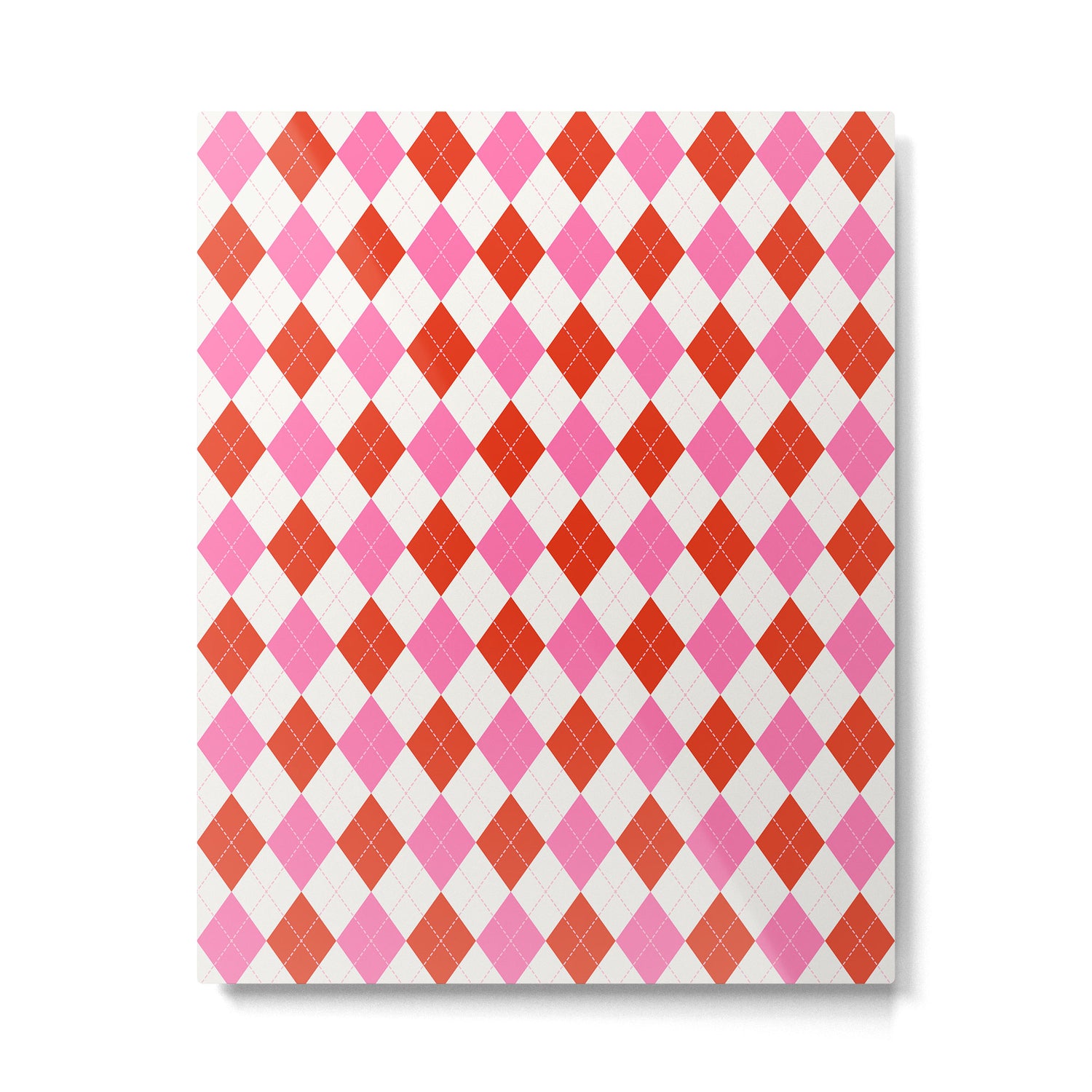 Pink and Red Argyle Metal Print Gallery Image 6