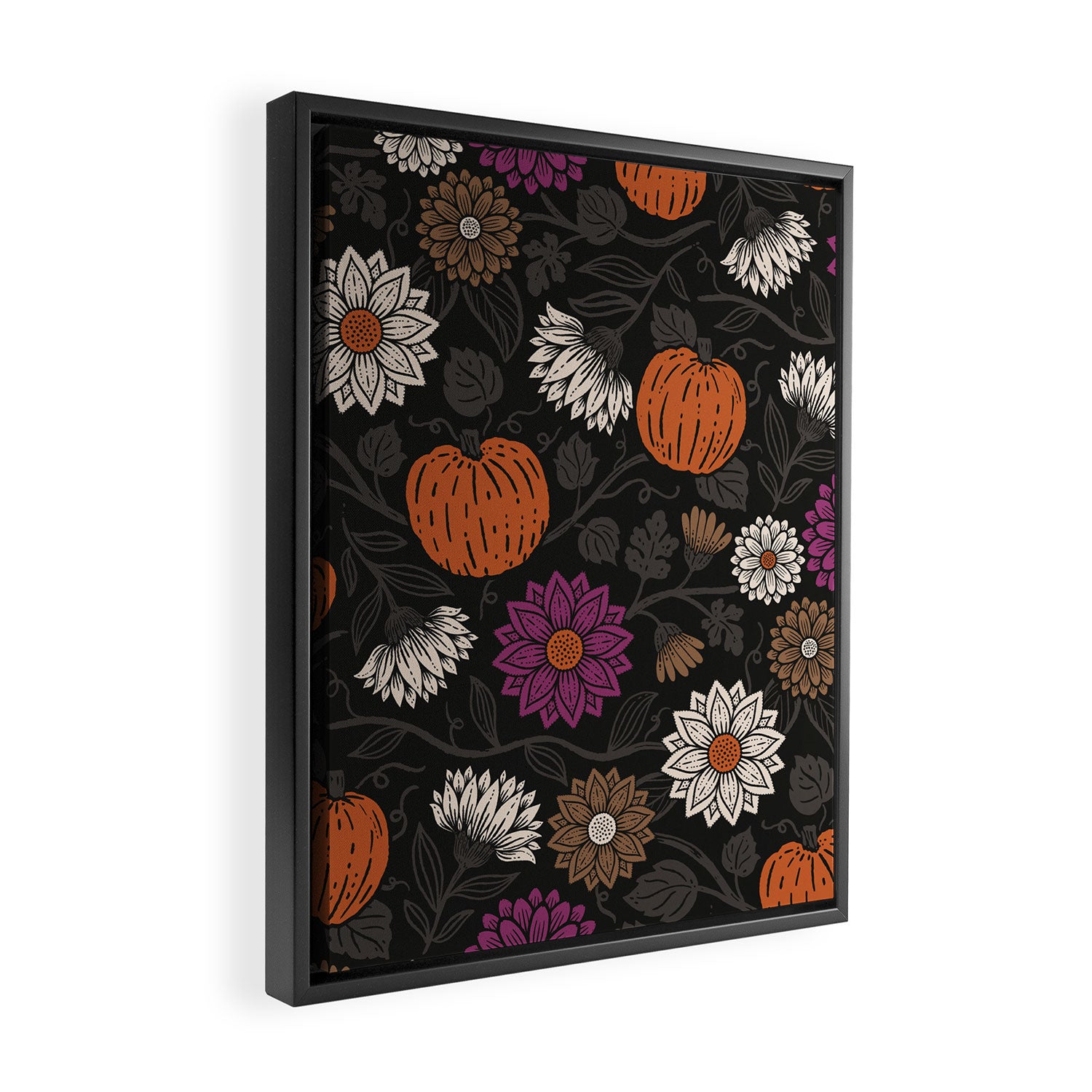 Pumpkin Fall Floral Framed Canvas Print Gallery Image 2