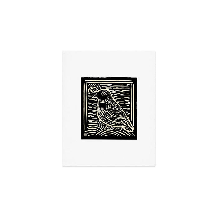 Quail Block Print - Black & Beige Art Print Gallery Image 1