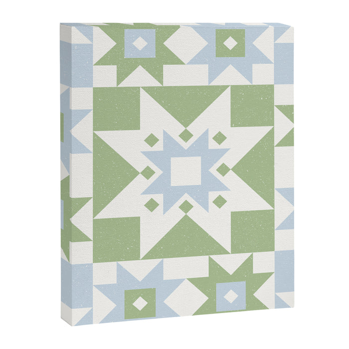 Quilt Shapes - Green and Blue Canvas Print Gallery Image 1