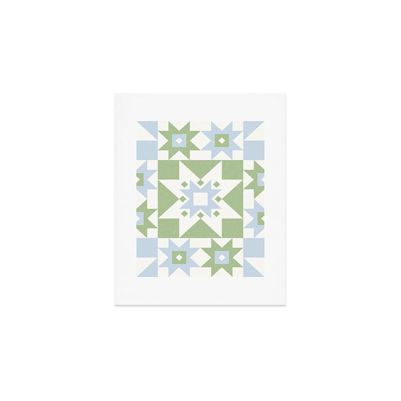 Quilt Shapes - Green and Blue Art Print Gallery Image 1