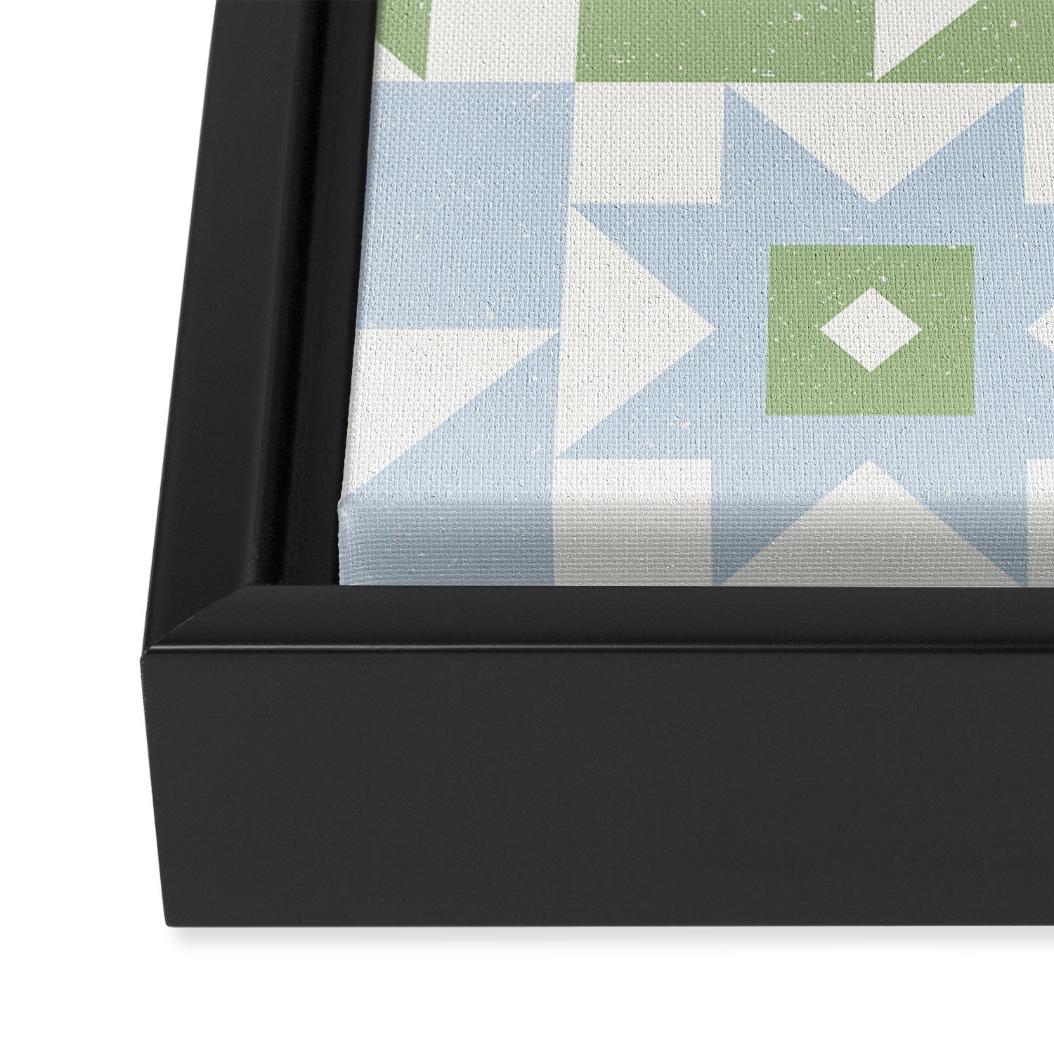 Quilt Shapes - Green and Blue Framed Canvas Print Gallery Image 3