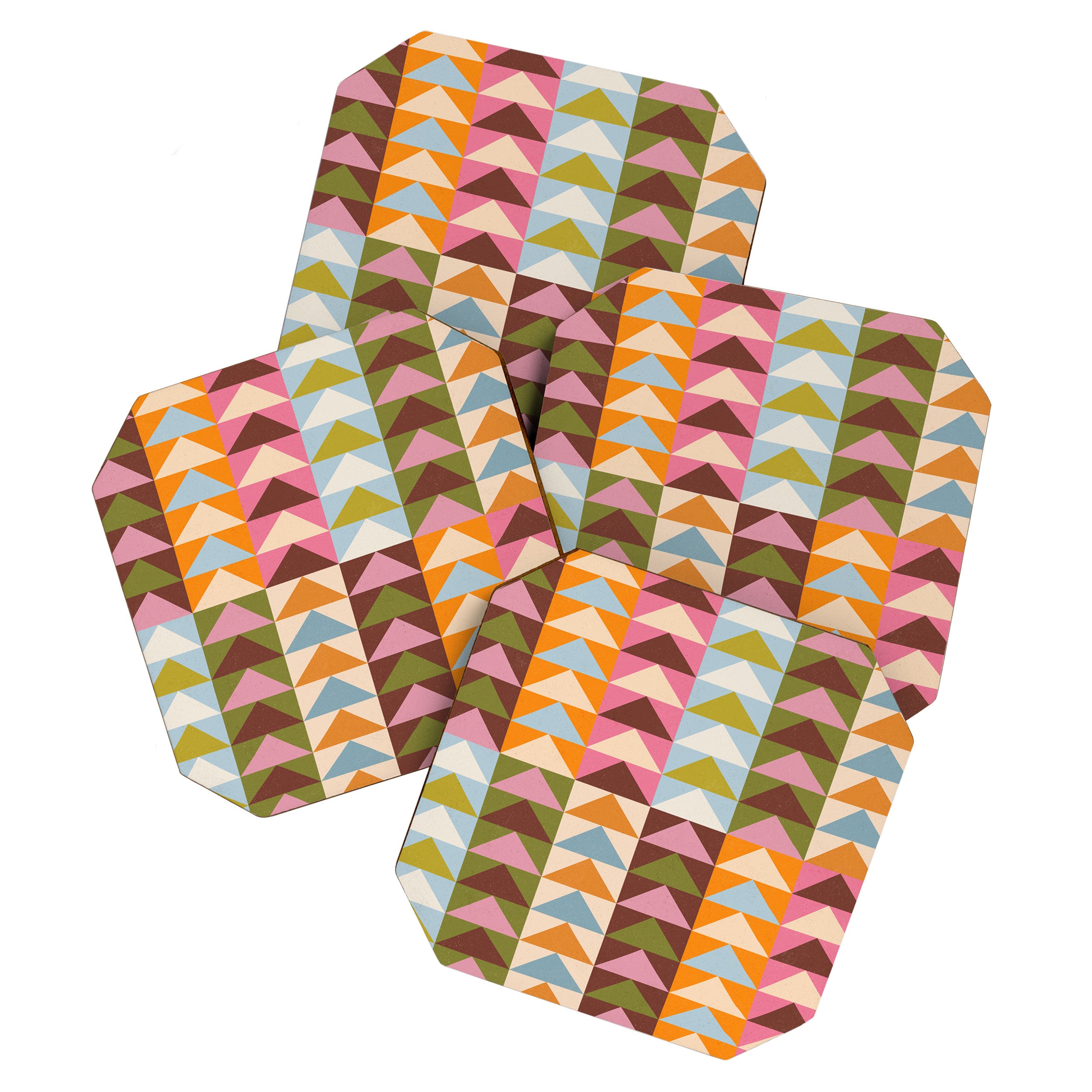 Quilt Triangle Shapes - Multi-color Coaster Gallery Image 1