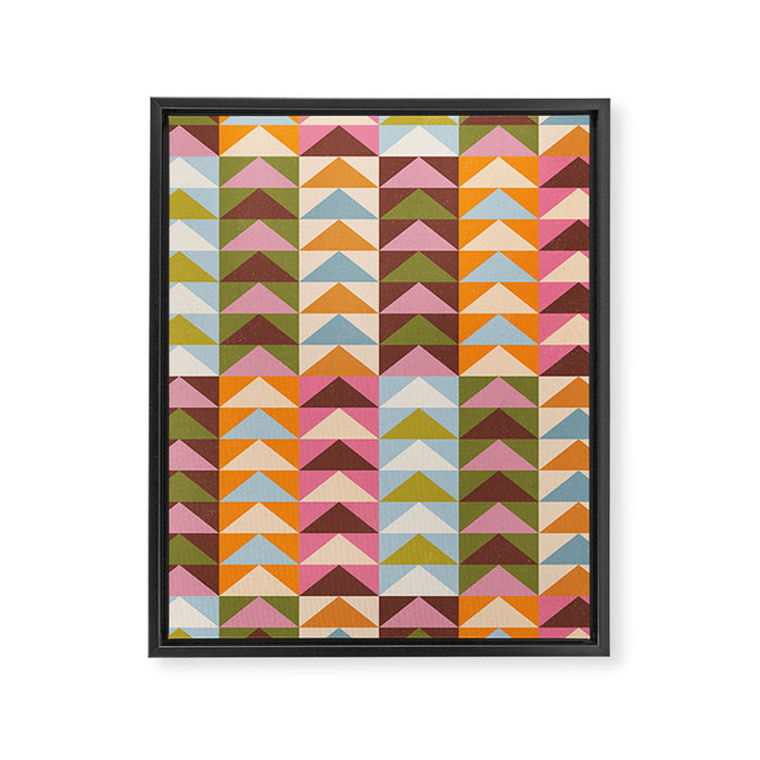 Quilt Triangle Shapes - Multi-color Framed Canvas Print Gallery Image 1
