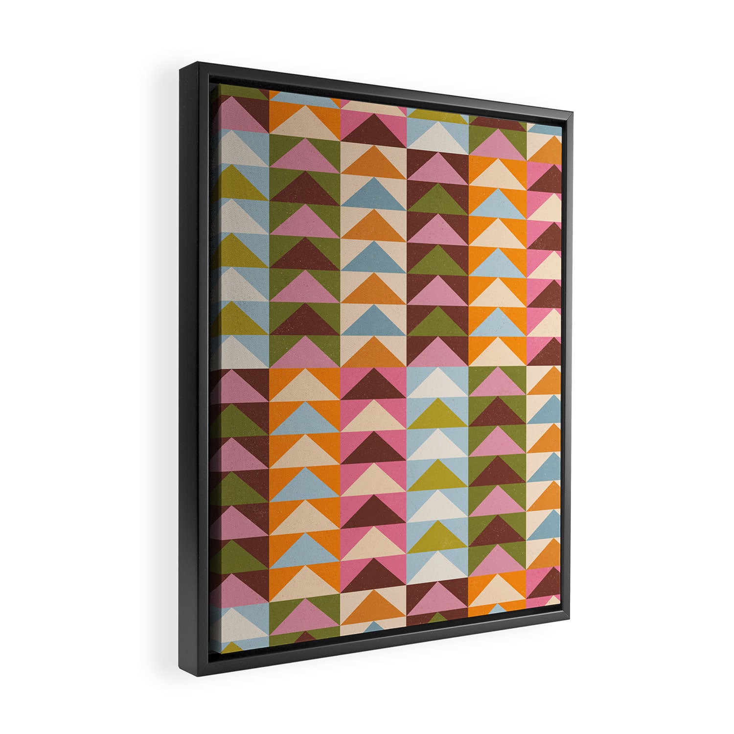 Quilt Triangle Shapes - Multi-color Framed Canvas Print Gallery Image 2