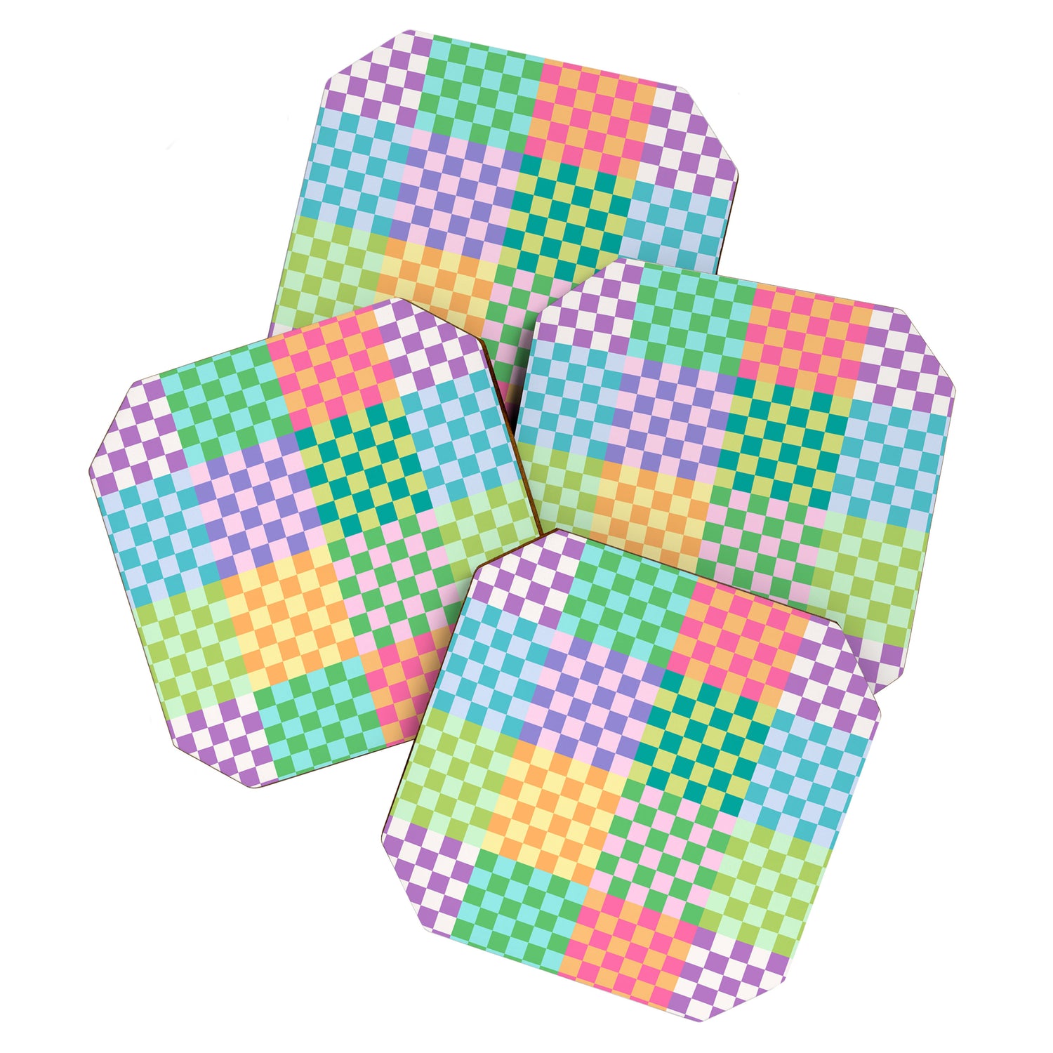 Rainbow Checks Coaster Gallery Image 1