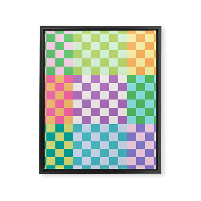 Rainbow Checks Framed Canvas Print Gallery Image 1