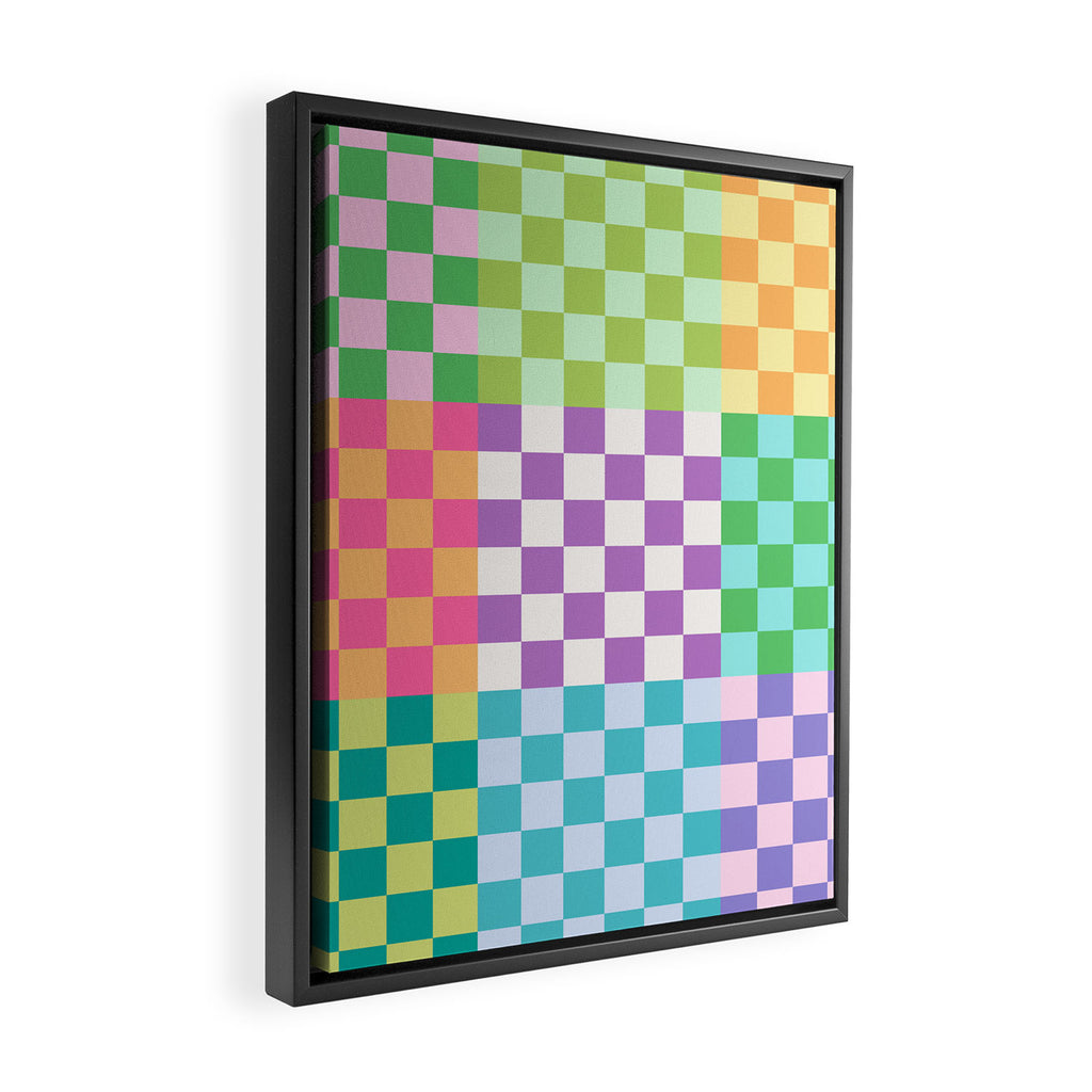 Rainbow Checks Framed Canvas Print Gallery Image 2