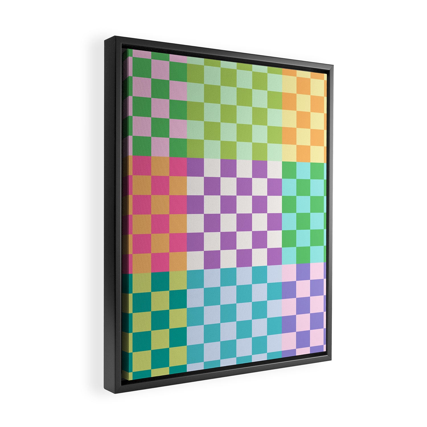 Rainbow Checks Framed Canvas Print Gallery Image 2