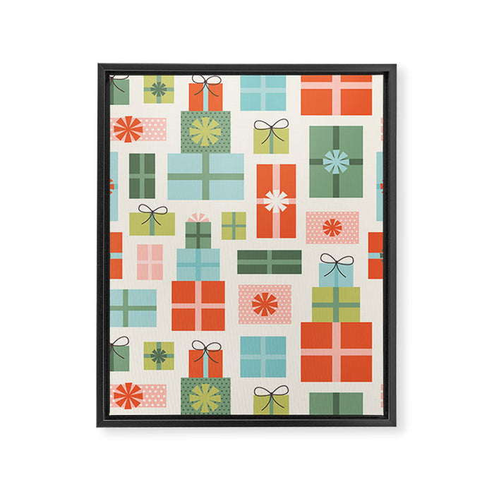 Retro Christmas Presents Framed Canvas Print Gallery Image 1