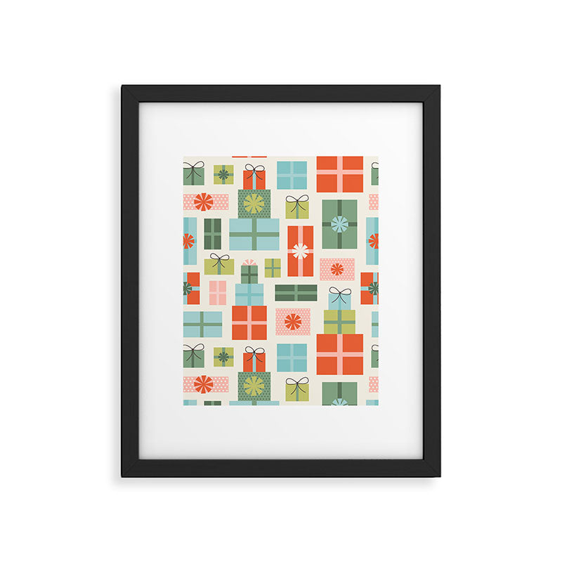 Retro Christmas Presents Framed Art Print Gallery Image 6