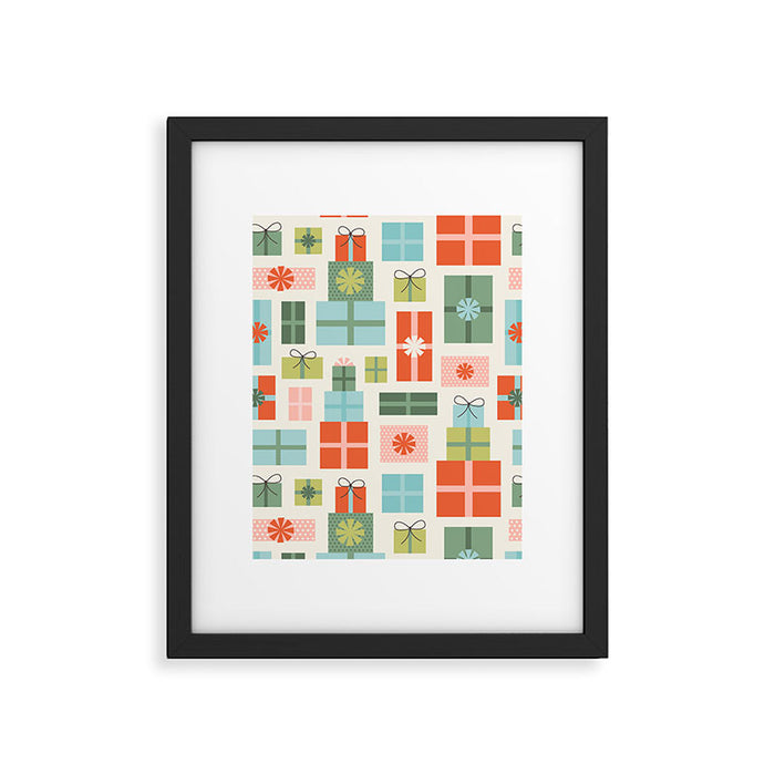 Retro Christmas Presents Framed Art Print Gallery Image 1