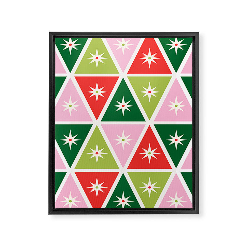 Retro Christmas Triangles Framed Canvas Print Gallery Image 6
