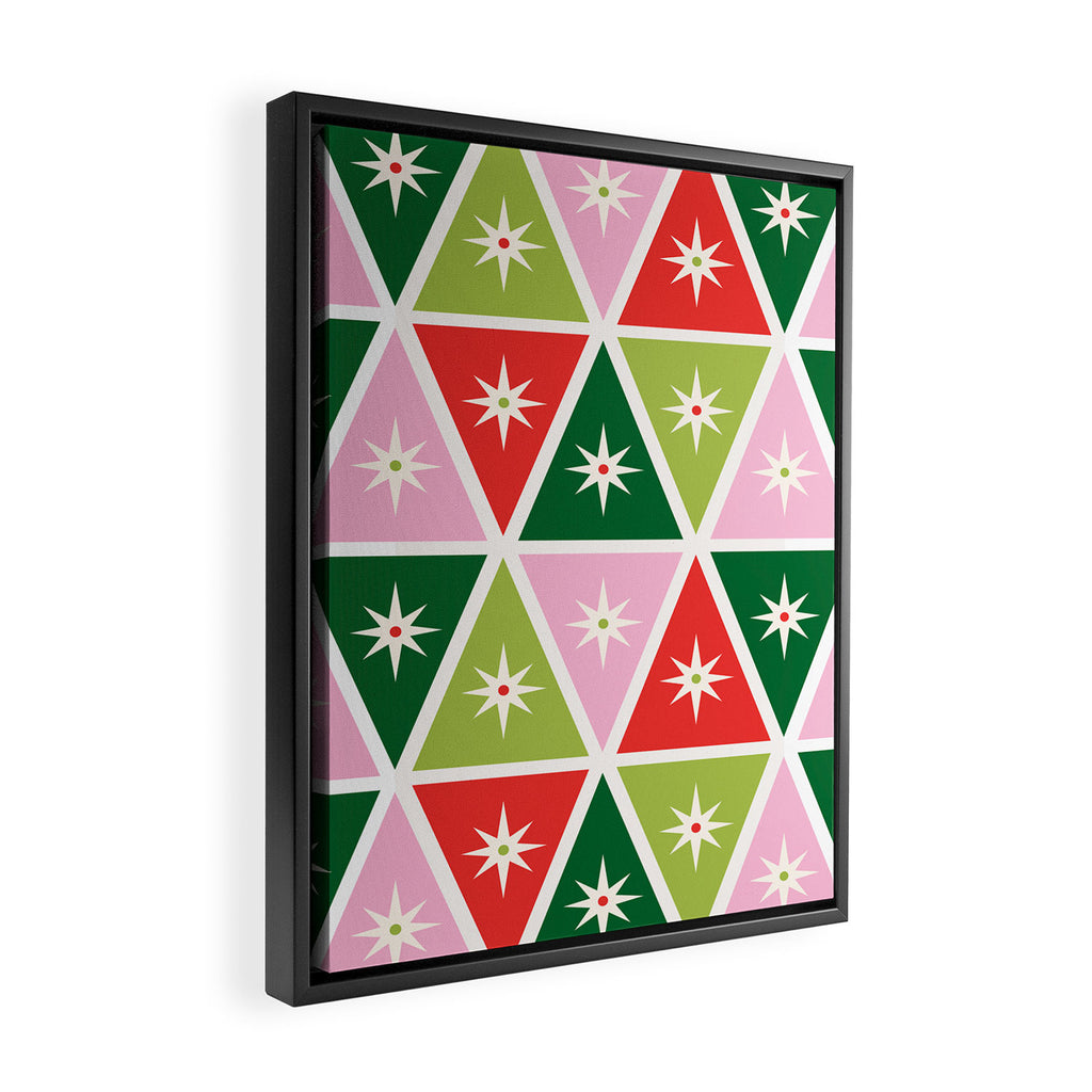 Retro Christmas Triangles Framed Canvas Print Gallery Image 2