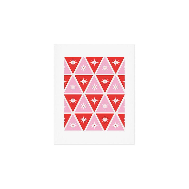 Retro Christmas Triangles | Red & Pink Art Print Gallery Image 1