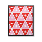 Retro Christmas Triangles | Red & Pink Framed Canvas Print Gallery Image 6