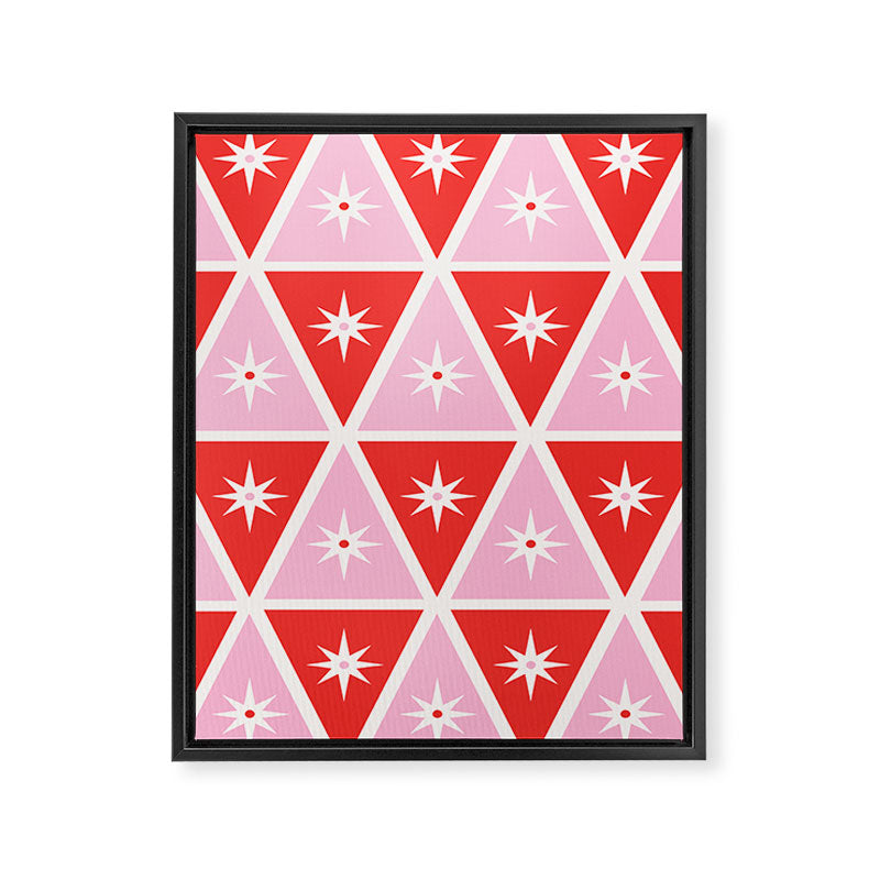 Retro Christmas Triangles | Red & Pink Framed Canvas Print Gallery Image 6