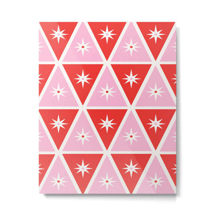 Retro Christmas Triangles | Red & Pink Metal Print Gallery Image 1