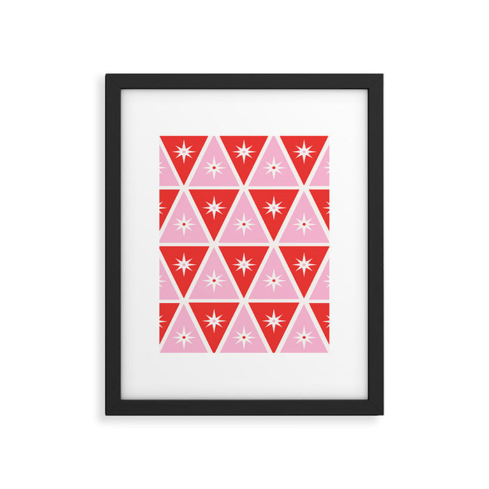 Retro Christmas Triangles | Red & Pink Framed Art Print Gallery Image 1