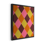 Retro Diamond Stitch Plaid - Burgundy Rust Framed Canvas Print Gallery Image 2