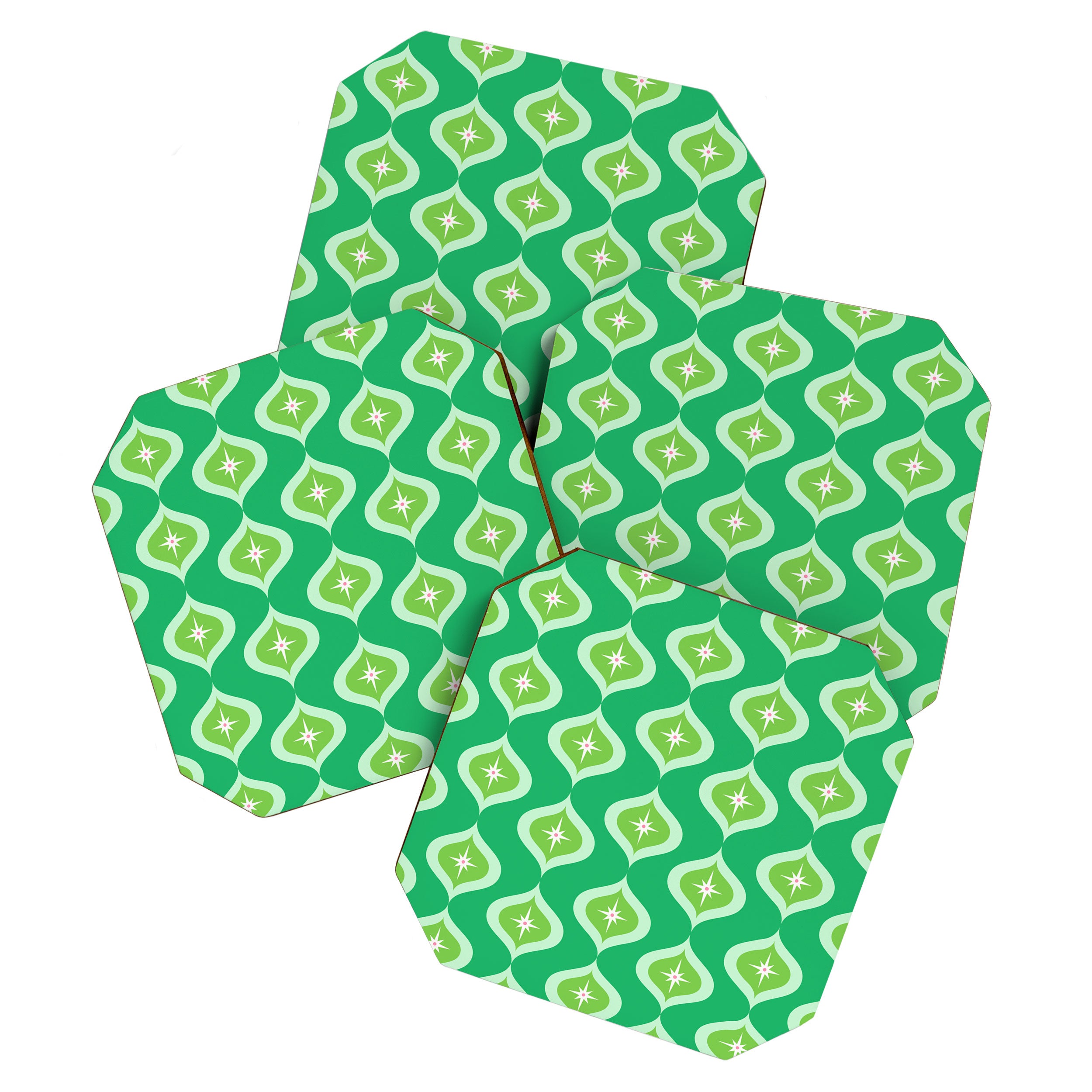 Retro Mid Century Green Ogee Coaster Gallery Image 1
