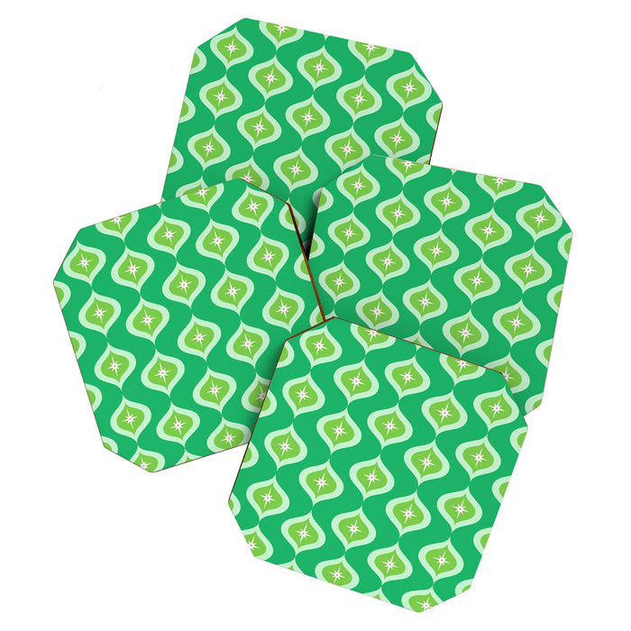 Retro Mid Century Green Ogee Coaster Gallery Image 1