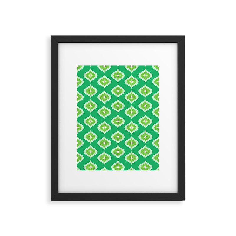Retro Mid Century Green Ogee Framed Art Print Gallery Image 5