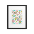Retro Mid Century Happy Hour - Pink Green and Blue Framed Art Print Gallery Image 6