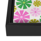 Retro Pinwheel Snowflakes - Green & Pink Framed Canvas Print Gallery Image 3