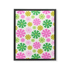 Retro Pinwheel Snowflakes - Green & Pink Framed Canvas Print Gallery Image 8