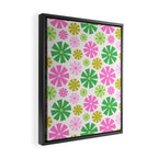 Retro Pinwheel Snowflakes - Green & Pink Framed Canvas Print Gallery Image 2
