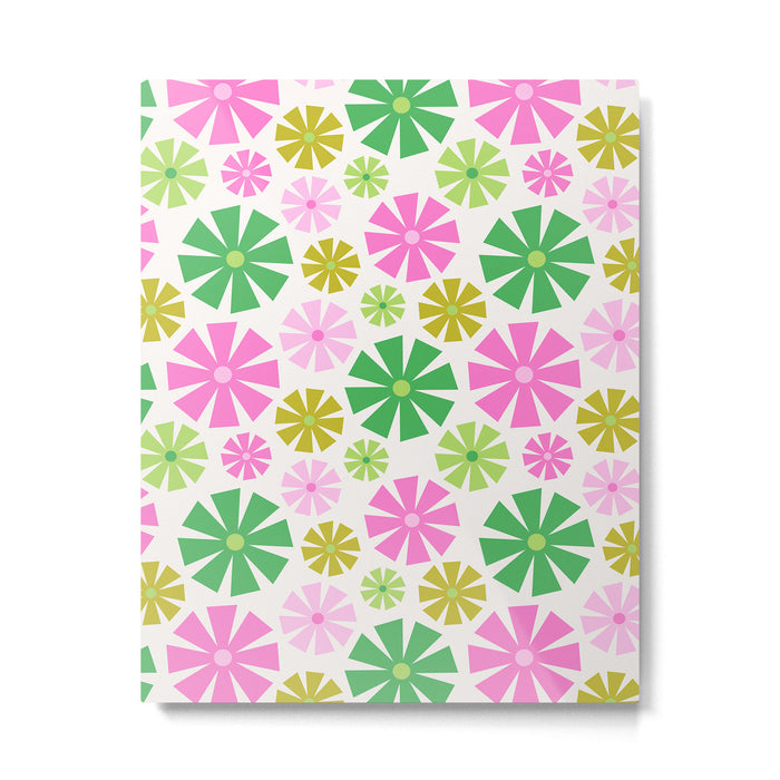 Retro Pinwheel Snowflakes - Green & Pink Metal Print Gallery Image 1