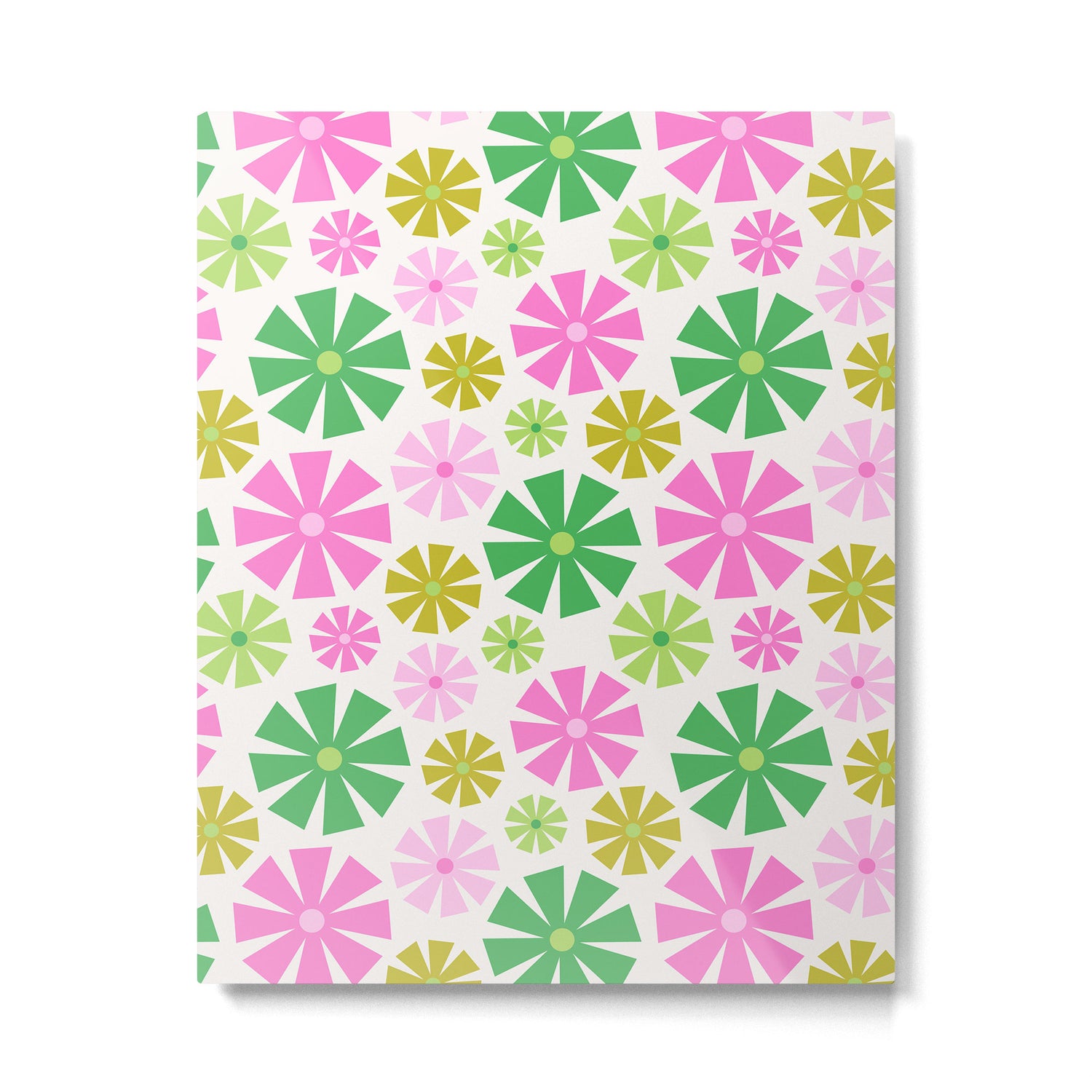 Retro Pinwheel Snowflakes - Green & Pink Metal Print Gallery Image 6