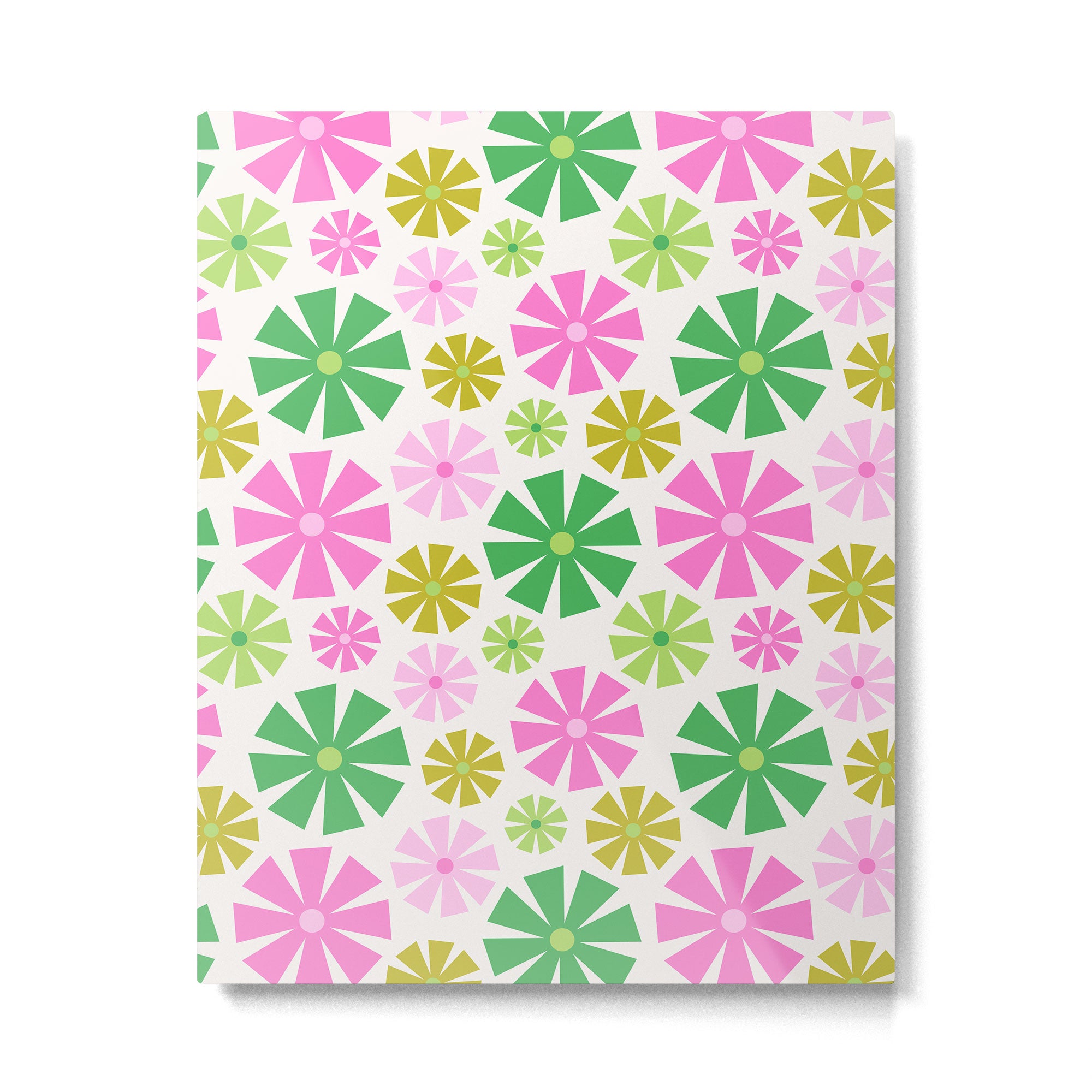 Retro Pinwheel Snowflakes - Green & Pink Metal Print Gallery Image 6
