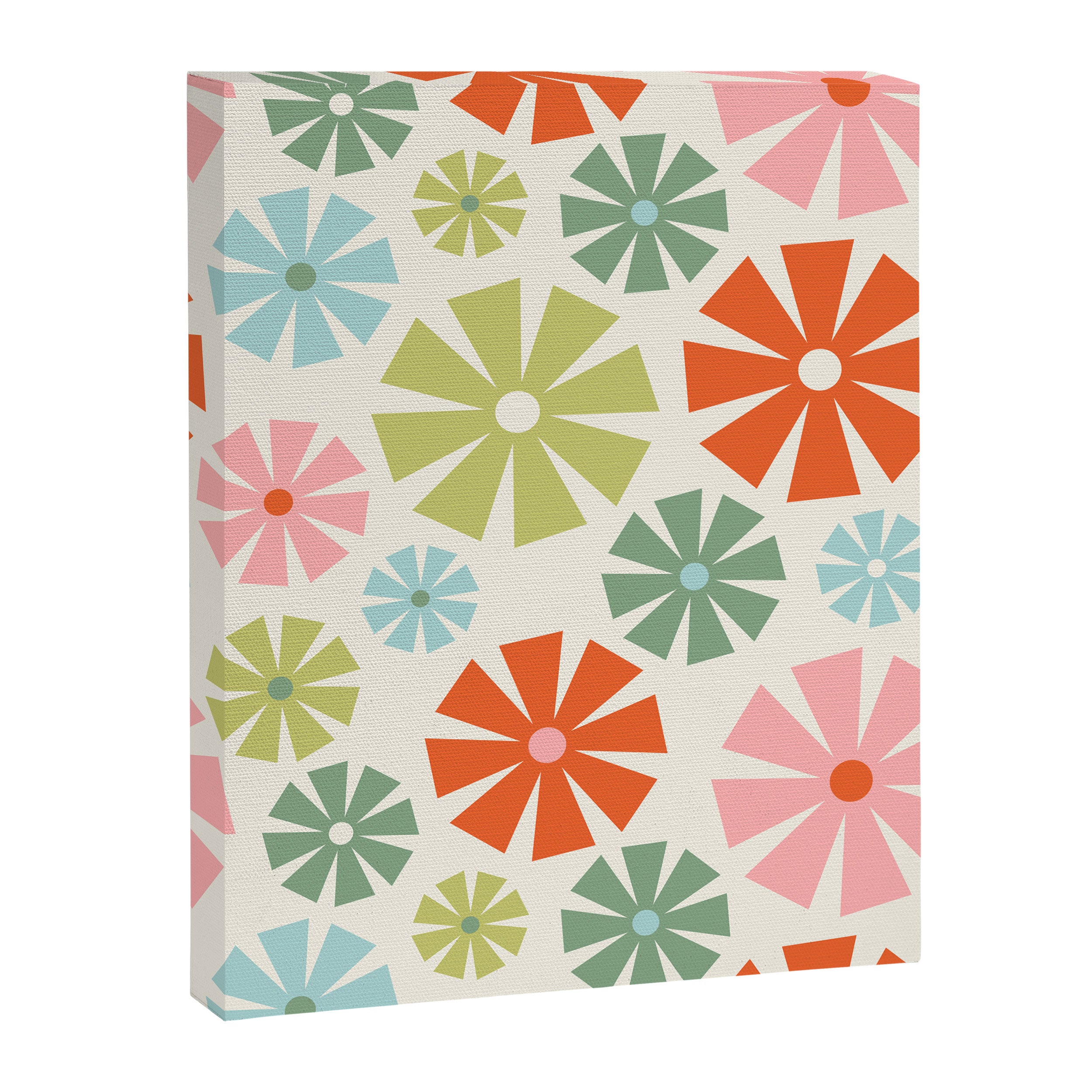 Retro Pinwheel Snowflakes - Holiday Colors Canvas Print Gallery Image 8