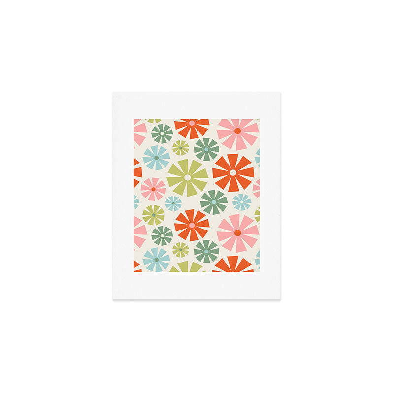 Retro Pinwheel Snowflakes - Holiday Colors Art Print Gallery Image 1