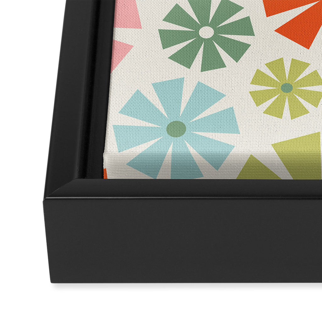 Retro Pinwheel Snowflakes - Holiday Colors Framed Canvas Print Gallery Image 3