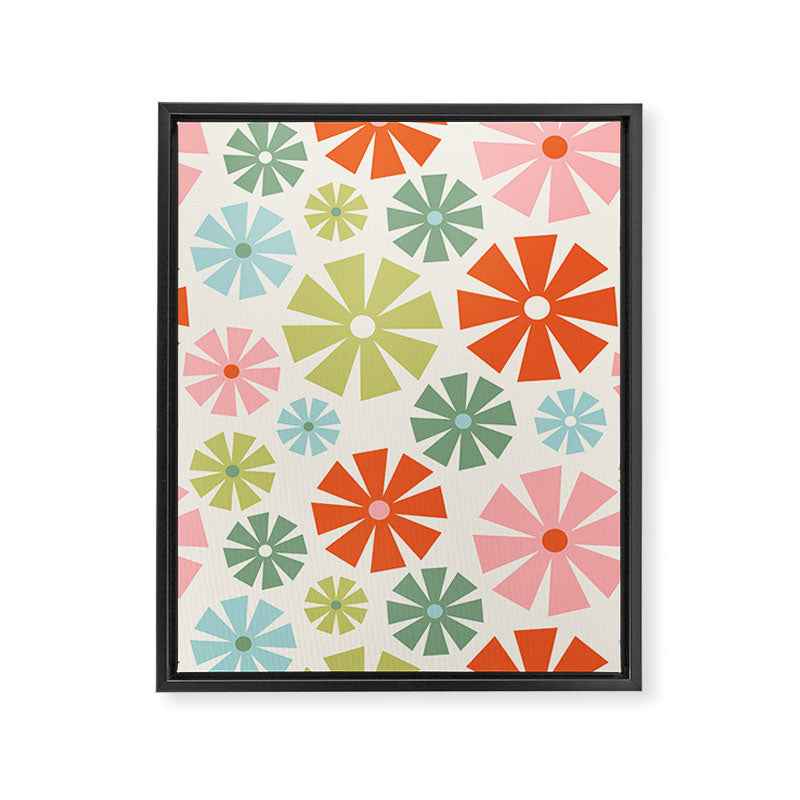 Retro Pinwheel Snowflakes - Holiday Colors Framed Canvas Print Gallery Image 8
