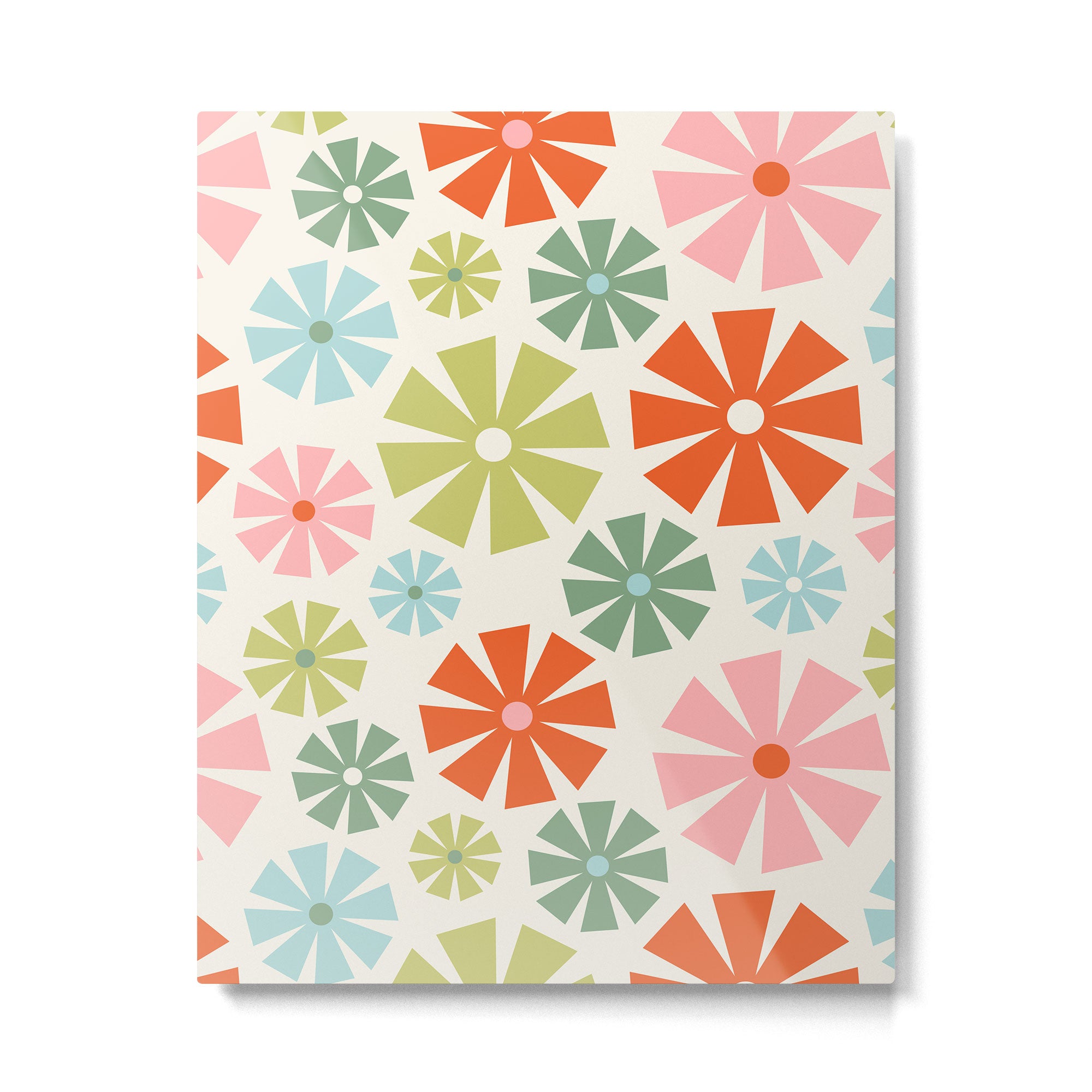 Retro Pinwheel Snowflakes - Holiday Colors Metal Print Gallery Image 6