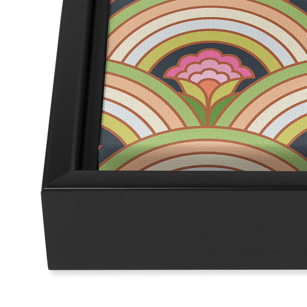 Retro Rainbow Flowers Framed Canvas Print Gallery Image 3