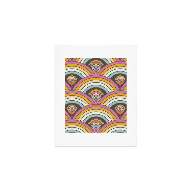 Retro Rainbow Flowers - multi-color Art Print Gallery Image 1