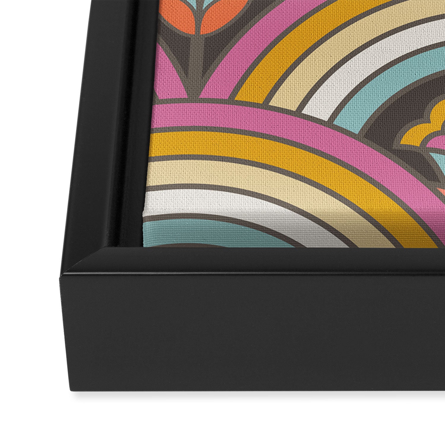 Retro Rainbow Flowers - multi-color Framed Canvas Print Gallery Image 3
