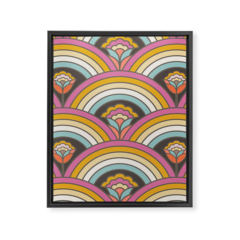 Retro Rainbow Flowers - multi-color Framed Canvas Print Gallery Image 8